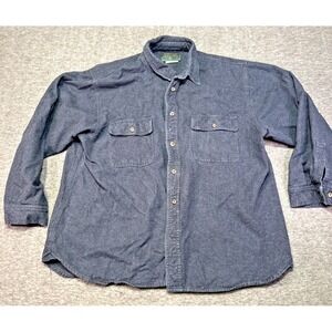 Field And Stream Chamois Shirt Mens Extra Large Blue Work Outdoor Rugged Classic